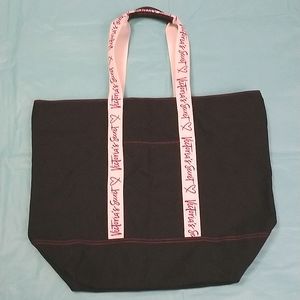 GUC Victoria's Secret Logo Strap Black Canvas Tote Bag